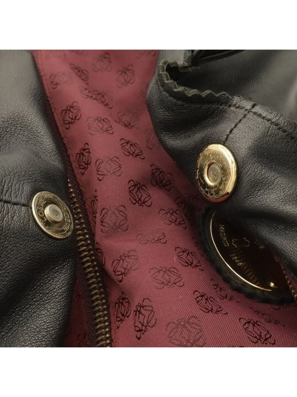 Loewe Anagram Nappa Aire Handbag Leather Black Gold